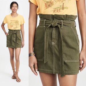 NWT Free People Size 8 Green Paperbag Waist Skirt